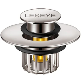LEKEYE Tub Stopper | Shower Drain Hair Catcher | Pop-up Drain Stopper with Strainer | Bathroom Bathtub Plug | Drain Protector for 1-1/2 to 1-3/4" Bath Drain Hole - Brushed Nickel
