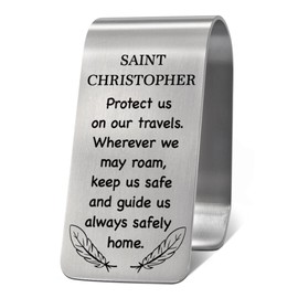 LAGZDFC Saint Christopher Protect Us On Our Travels Wherever We Visor Clip for Cars, Travelers Prayer Gifts, St Christopher Driving Safety Car Accessories for New Driver, Driving Safety Visor Clip