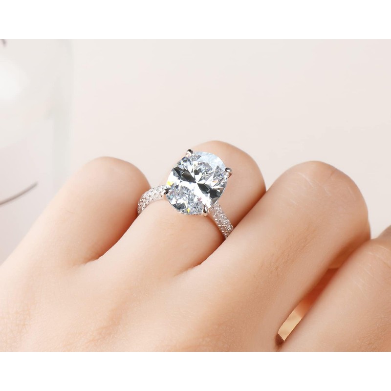 AINUOSHI Women's 925 Sterling Silver Zircon Ring, Eternal Engagement Ring,