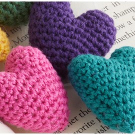 1" Mini Heart Decor, Crocheted, Tiered Tray Decor, Mother's Day, For Gifting, Heart Nursery, for a Friend, Wedding, Centerpiece Bowl Filler (Set 12)
