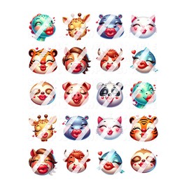 Valentines - Animal Kisses Face Valentine's Day Nail Art Decals- Waterslide Nail Decals