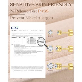 ORAZIO 3 Pairs of Earrings Silver 925 Women's Earrings Gold Stud Earrings Silver 925 CZ Star Heart Helix Piercings Ear Gold Piercing Set Golden Earrings Women's Flatback Stud Earrings, Silver