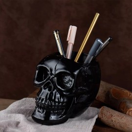 Arola Black Skull Pen & Pencil Holder Skeleton Key Holder Makeup Brush Holder...
