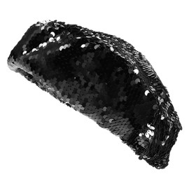 TOVINANNA Vintage Sequin French Beret for Women Black Stylish Beret Hat with Octagonal Design Warm Autumn Winter Artist Cap Elegant and Fashion Accessory