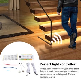 Ejoyous Stair Lighting with Motion Sensor, LED Stair Light Controller, Adjustable Step Lighting, Stair Set, Intelligent Stair Lighting Sensor Kit, for Home