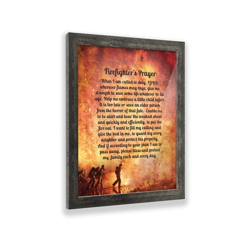 Crossroads Home Décor Fireman’s Prayer Picture Frame, Firefighter Decor, 2104BW