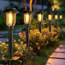 ILANCK 12 Pack Solar Lights Outdoor, Solar Pathway Lights Waterproof Auto On/Off Powered, Warm White Landscape Lighting for Path, Yard, Walkway, Driveway, Garden 3000K