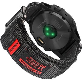 26 mm Nylon Bracelet Compatible with Garmin Fenix 8 AMOLED 51 mm/8 Solar 51 mm/Fenix 5X/Fenix 6X/Fēnix 7X/Fenix 3/Enduro/Quatix 3, Velcro Fastening, Ultralight and Breathable, Robust Replacement Strap