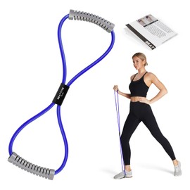 Resistance Band Figure 8 Exercise Cord, Fitness Resistance Bands with Handles, Exercise Tube Band for Arm and Shoulder Stretch (Blue - 40lbs)