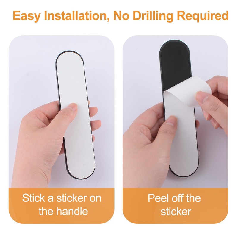 MOROBOR Self-Stick Oval Sliding Door Pulls, 2pcs Matte Black Aluminum