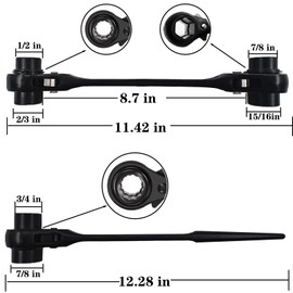 groword 2PC Reversible Ratcheting Wrench Set,Including1/2,2/3",3/4",7/8",15/16",14×17mm,19×22mm,19×24mm,Two models of Hexagonal Ratchet Wrench and 12 Pointed Ratchet Wrench