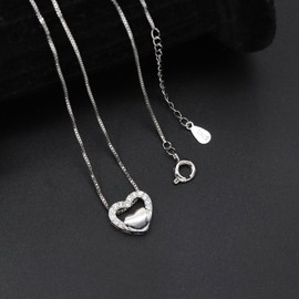 Yifnny Open Heart Necklace,Tiny Cute Heart Pendant Necklace Cubic Zirconia Heart Necklace Open Heart Pendant Chain Necklace for Women Mother's Day Gifts (Style 8 Silver)