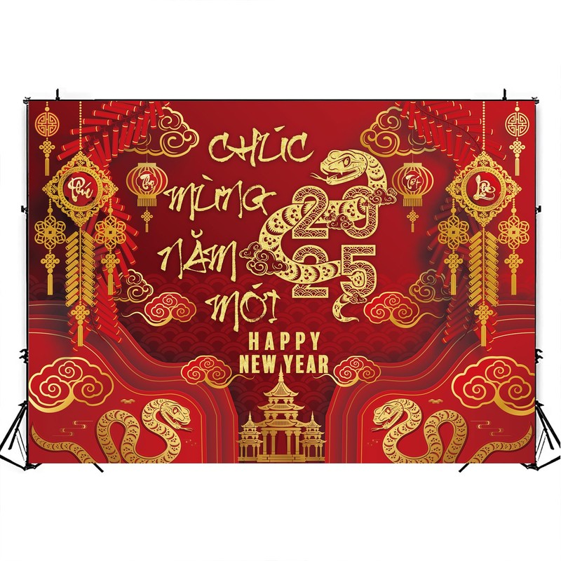 IRCOR TET Decorations 2025 Vietnamese New Year Backdrop with 12