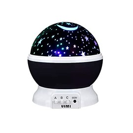 Vimi - Lampara de Noche Mesa Proyector De Estrellas Niños USB O Pila (Negro)