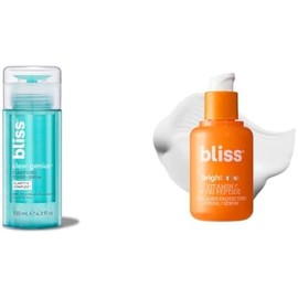 Bliss Clear Genius Clarifying Toner + Serum & Bright Idea Vitamin C + Tri-Peptide Collagen Boosting Serum - Clean - Vegan and Cruelty-Free Skincare