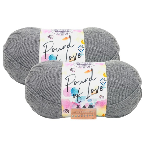 Lion Brand Yarn - Pound of Love - 2 Pack (Oxford Grey)
