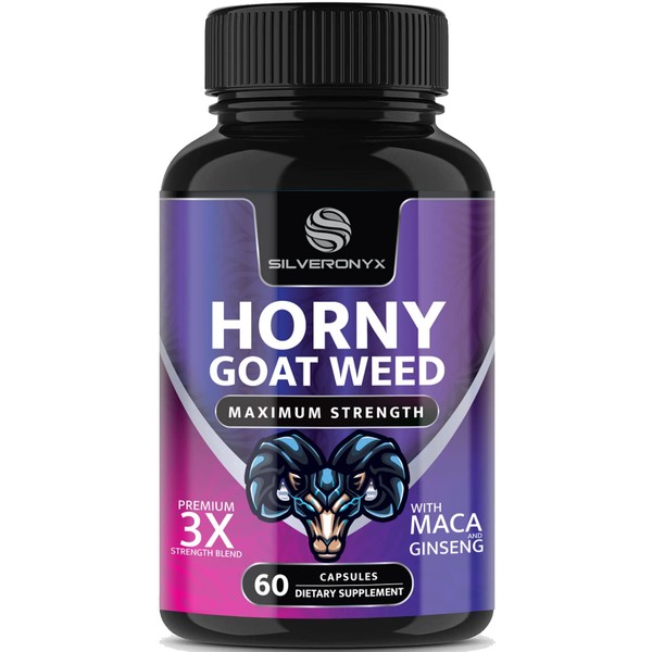 Extra Strength Horny Goat Weed Extract 1560mg - 3X Strength, Performance, Energy, Drive, Size, Stamina with Maca, Saw Palmetto, Ginseng, L-Arginine & Tongkat Supplement for Men & Women - 60 Capsules