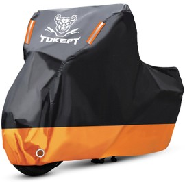 Tokept Motorcycle Cover, All Season Waterproof Outdoor Indoor Scooter Shelter Protection with 2 Reflective Strips for Up to 104" Harley-Davidson, Honda, Yamaha, Suzuki, Kawasaki