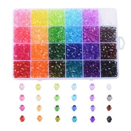 KitBeads 2928pcs 6mm Mixed Colors Acrylic Bicone Beads Transparent Faceted Barrel Beads Mini Bicone Shape Loose Beads for Jewelry Making Bracelets