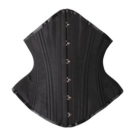 SHAPERX Women Waist Training Corsets Double Steel Boned Heavy Duty Long Torso Body Shaper, SZ1793-Black-L