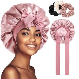 Mrracxy Seidenhaube zum Schlafen, Schlafhaube Seide Verstellbare Satin Haarhaube Atmungsaktive haarhaube für die Nacht Weiche Silk Bonnet Schlafmütze, Satin Haarhaube für Damen und Mädchen