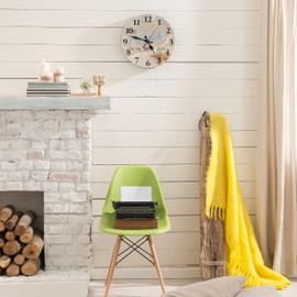 Britimes Round Wall Clock Silent Non-Ticking Battery Operated Clock 10 Inch, Summer Beach My Happy Place Home Decor for Living Room, Bathroom, Bedroom, Kitchen, Office and School