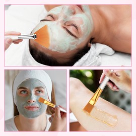 LIQWEI Pack of 16 Mask Brushes, Facial Brush, Fan Brush, Cosmetic Masks, Brushes, Cosmetic Tools, Makeup Mask Brushes with Transparent Plastic Handle, Applicator Brush for Women and Girls