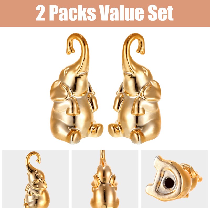 Loving Pair of Elephant Decor Small Gold Elephant Statues for