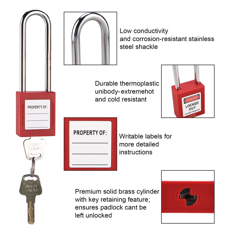 RealPlus Lockout Tagout Locks Set - 5 Red Lockout Locks