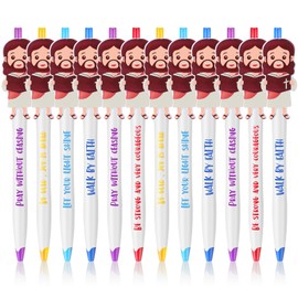 CroBlissful 12 Pcs Christian Jesus Pens Bible Verse Pens for Kids Cute Jesus Ballpoint Pens with Inspirational Quotes Sunday Religious Pens for Classroom Prizes Church Christmas Easter Gift