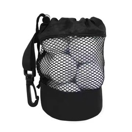 VASANA Black Nylon Mesh Golf Ball Storage Bag with Drawstring and Hook Can Hold 20 Golf Balls Golfs Pouch Bags Holder Organizer for Tennis Balls