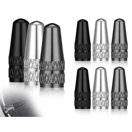 KAPSING Set of 6 Valve Caps Bicycle French, Multicoloured French Valve Caps Made of Aluminium (Black, Silver, Titanium Grey)