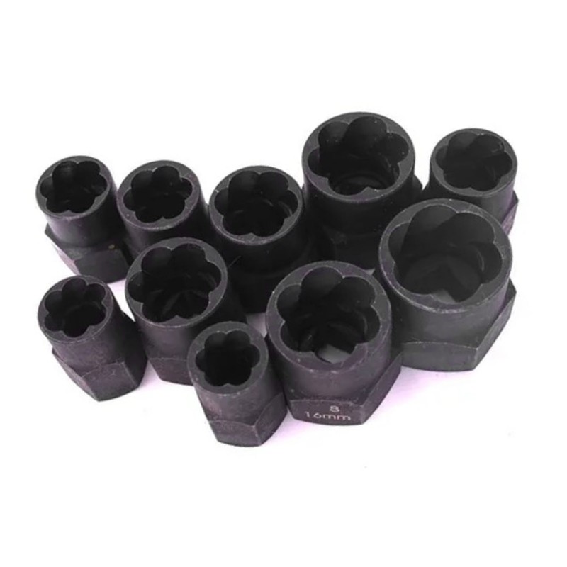 10 Pcs Bolt Extractor Set Strong Grip Chrome Vanadium Steel