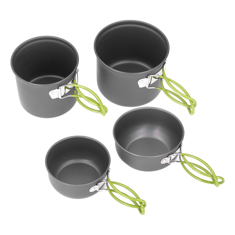 4pcs Camping Pot Kit Multi Layers Anti Scalding Design Camping