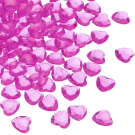sourcing map 250Pcs Rose Red Acrylic Heart Gems, Crystals Fake Heart Gems for Vase Fillers, Valentines Decorative Heart Gems for Table Scatter, Party Wedding Arts Crafts