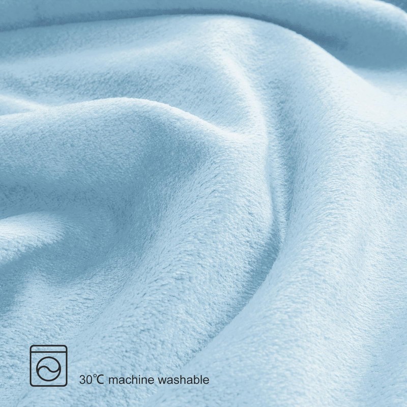 WAVVE Fleece Blanket Sofa Throw Light Blue 4ft x 5ft