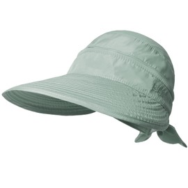 KXF Women's Sun Hat with UV Protection, Foldable Wide Brim Sun Visor with Detachable Top, Topless Sun Hats for Summer Beach Hiking, Adjustable Fit, Greyish-Green