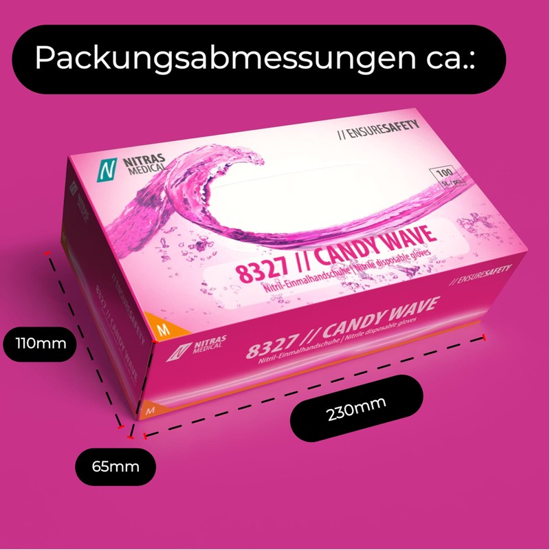 NITRAS Disposable Nitrile Gloves M, Pink (100 pcs.)