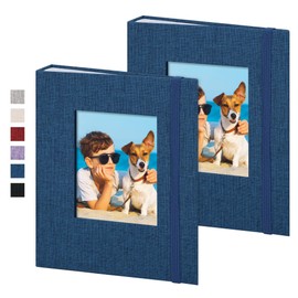 Remowith Photo Album 6 x 4,Slip-in Picture Albums,Linen Hardcover Picture Albums for Family Anniversary Baby Wedding 52 Pockets 2 Pack Blue