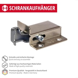 GedoTec Cabinet hanger Cabinet suspension visible Upper cabinet Buoyancy 200 kg Steel nickel plated for Screws - Anschlag: rechts