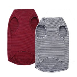 WEONE Camisetas de verano para perros, chaleco de algodón a rayas, ropa básica transpirable suave para perros pequeños y medianos, talla L