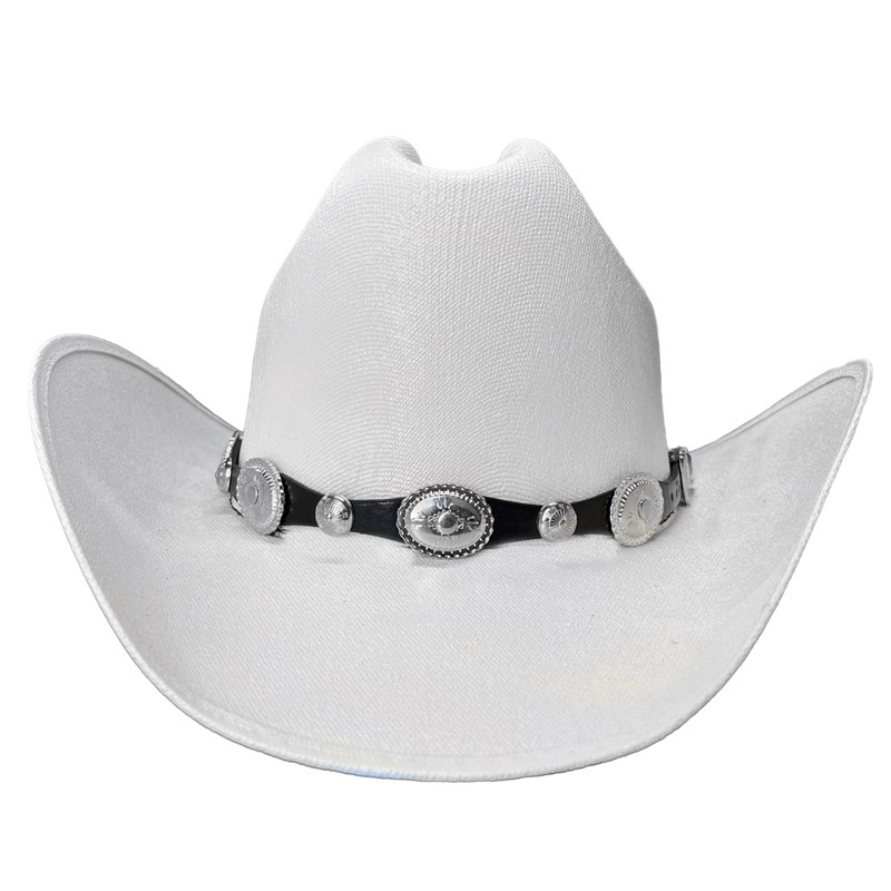 Rainbow Trimming Co. Western Hatband -Black Leather- Silver Conchos