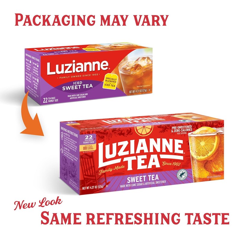 Luzianne Sweet Iced Tea Bags, Family Size, 22ct Box (Pack