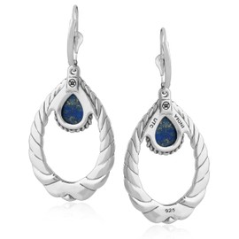 American West Jewelry Lapis Sterling Silver Pear Shape Lever Back Earrings