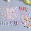 5D Flower Nail Art Stickers - 6 Sheets Embossed Floral