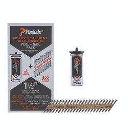 Paslode Positive Placement Metal Connector Fuel & Nail Pack - 1.5 inch x .148 Gauge - 1 Fuel Cell - 800 Nails - Heat Treated Nails - Building Code Recognized