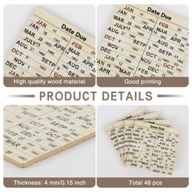 48 Pcs Library Due Date Card Book Coasters, Book Themed Party Favors Book Club Gifts for Book Club Decorations Library Decor Bookish Gifts Librarian Gifts