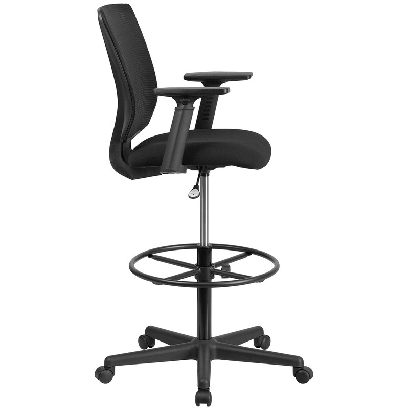 Flash Furniture Harper Ergonomic Mid-Back Mesh Drafting Chair with Black