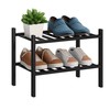 BMOSU 2-Tier Bamboo Small Shoe Rack Premium Stackable Shoe Shelf