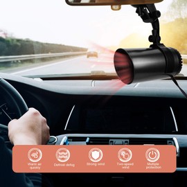 SALALIS 2 in 1 Car Heater Blower Car Heater, 150 W Car Fan Heater, Plug-in Car Windscreen Blower Defroster with Suction Cup for Windscreen Defroster Demister (Black)